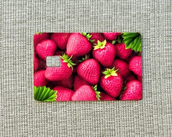 Strawberry Debit Card Skin, Waterproof Vinyl Card Cover