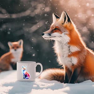 Geometric Fox Sticker – Modern Vinyl Decal for Journals, Laptops & Nature Lovers