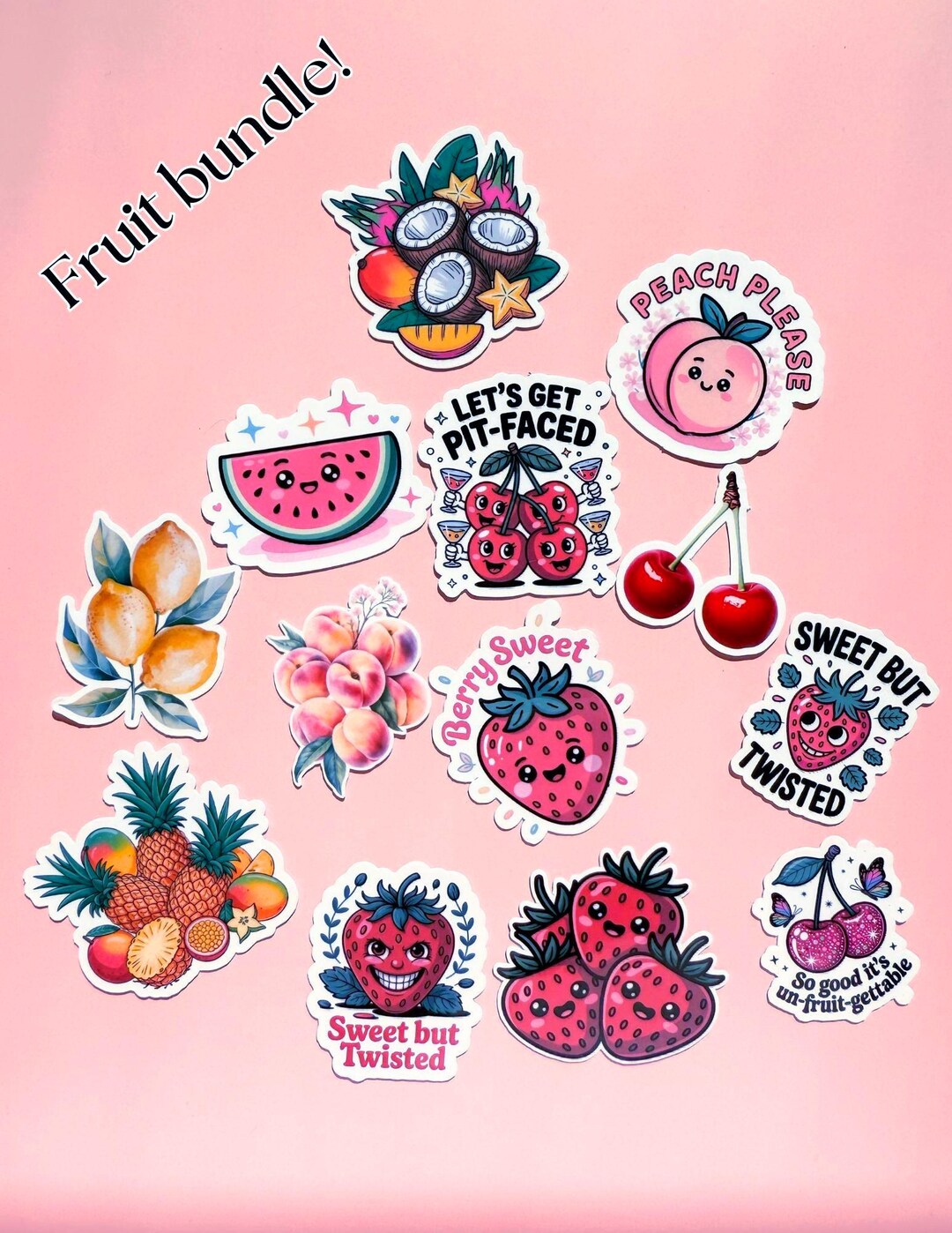 Fruit Sticker Pack: Waterproof Vinyl Decals for Water Bottles and ...