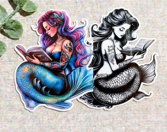 Mermaid Reading Sticker: Waterproof Vinyl Decal for Kindle