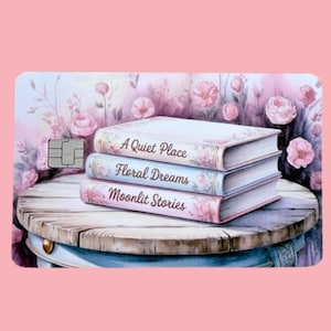 Book Stack Debit Card Skin, Bookish Card Cover, Cottagecore Reader Vinyl, Romantasy Wallet Decal