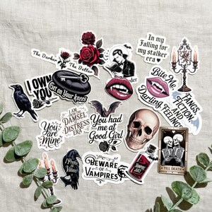Dark Romance Sticker Pack, Gothic Vampire Booktok Decals, Spicy Reader Vinyl for Kindle & Laptop