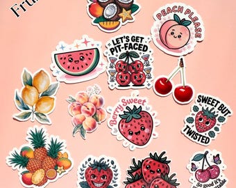 Paquete de pegatinas de frutas: vinilos impermeables y pegatinas para portátil
