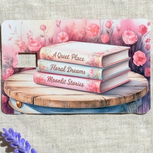 Book Stack Debit Card Skin, Bookish Card Cover, Cottagecore Reader Vinyl, Romantasy Wallet Decal