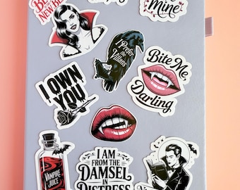 Dark Romance Sticker Pack: Smutty Booktok, Villain Era (10 Waterproof Vinyl Stickers)