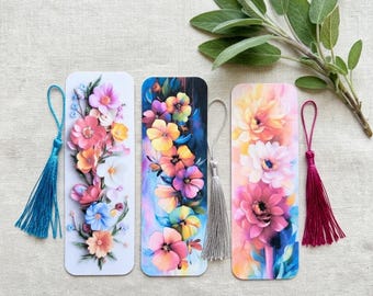 Ensemble de signets floraux avec pompon, signets de fleurs colorées pour les amateurs de lecture, cadeau de lecteur