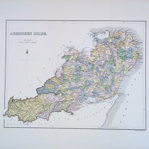 Aberdeenshire Antike Landkarte 1885 aus Gazetteer of Scotland by Groome Original
