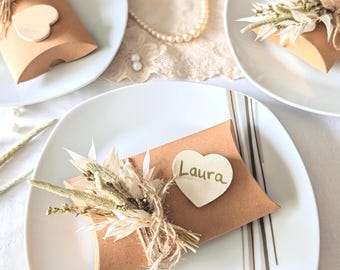 Recuerdos de boda: caja de flores secas para invitados | Decoración de mesa bohemia y pequeño obsequio