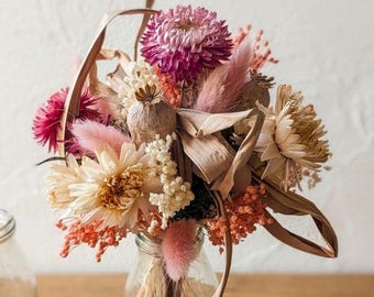 Ramo moderno de flores secas, decoración bohemia, adorno para jarrón de salón, flores de larga duración, decoración natural con hojas de palma, idea para regalo