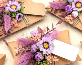 Recuerdos de boda, decoración de mesas de boda, tarjetas de lugar personalizables, flores secas en tonos rosa, baya y albaricoque, decoración de boda bohemia