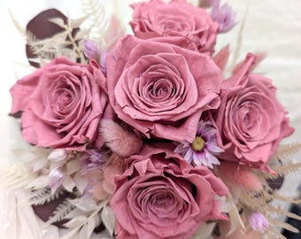 Ramo de novia con flores secas para una ceremonia civil: rosas preservadas y flores secas, boda bohemia, ramo de novia vintage, ramo de boda, único