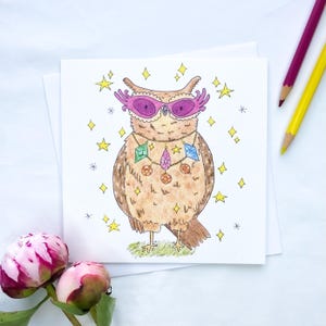Carte d'anniversaire hibou - What a Hoot - carte de voeux - carte faite main - carte d'art amusant - carte nature vierge - carte animal mignon