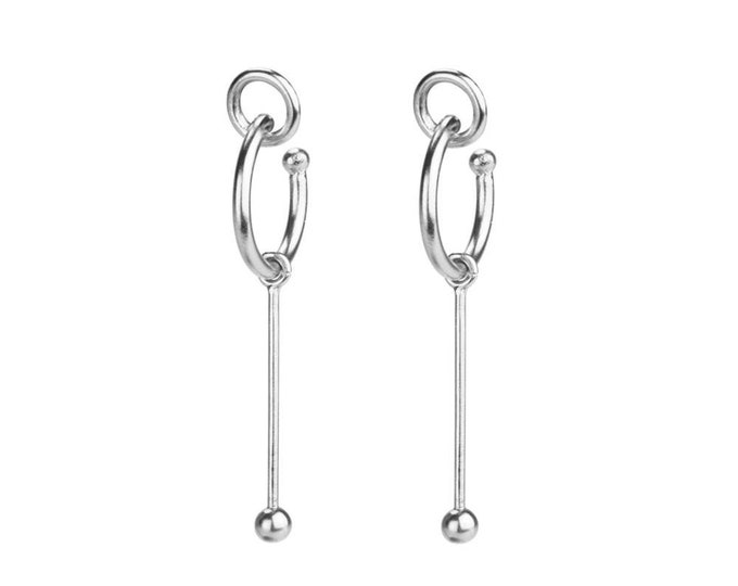 Tami modernist earrings, double loop earrings, silver statement earrings