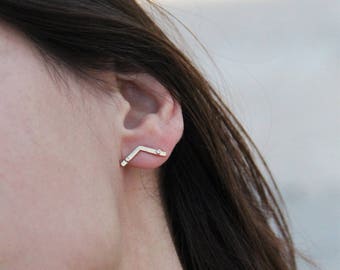 Kiana solid gold diamond stud earrings, minimalist bridal earrings