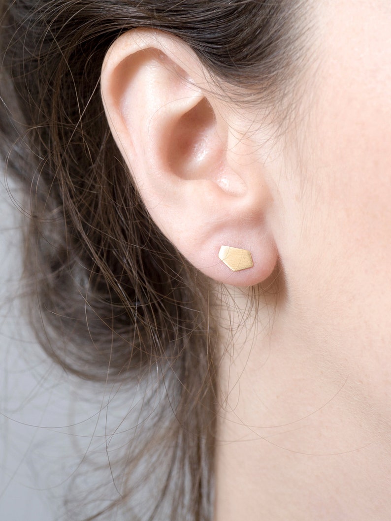 Tiny Gold Stud Earrings Minimalist Gold Earrings Geometric Gold Earrings Gold Post Earrings Gold Nugget Earrings Simple Gold Earrings