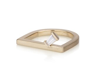 Dylan vertical baguette ring, baguette diamond engagement ring