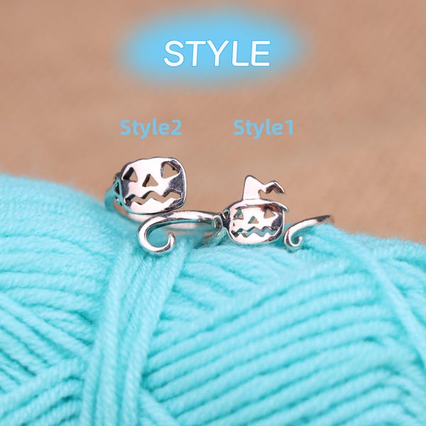 Vintage Halloween Kürbis Ring: verstellbarer silberfarbener Garn Spannring