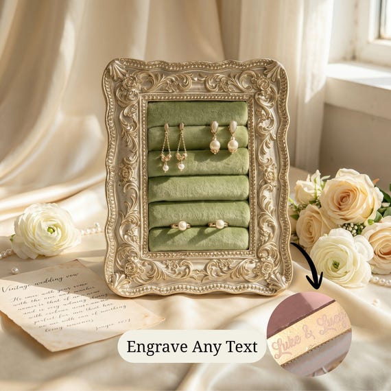 Vintage Ring Holder for Wedding Flat Lay - Wedding ring display frame , Gothic Wedding Decor , Bridal Shower Gift , Engagement Photo Prop