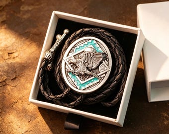 Cravatta Bolo Eagle - Cravatta Western Vintage, Cravatta Bolo da Cowboy da Uomo, Regalo per la Festa del Papà, Regalo per Lui