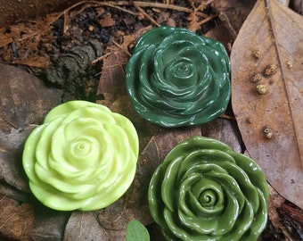 Jumbo Large GREEN 45mm Resin Rose Flower Beads