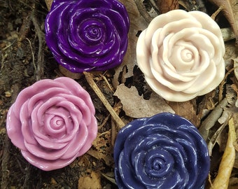 Jumbo Large PURPLE 45mm Resin Rose Flower Beads