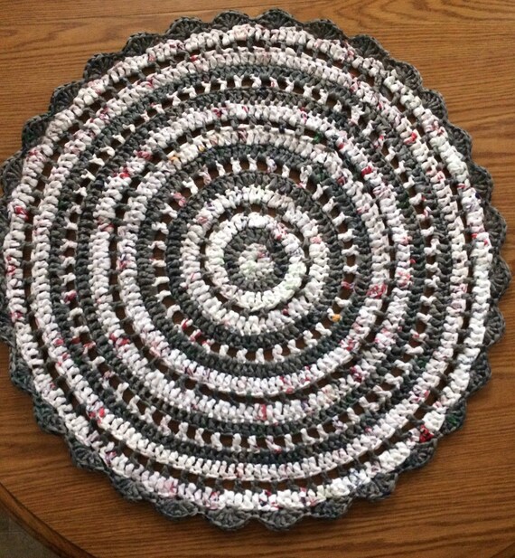 New Upcycled Recycled Plastic Plarn Crochet Round Rug Mat Etsy