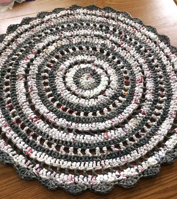 New Upcycled Recycled Plastic Plarn Crochet Round Rug Mat Etsy