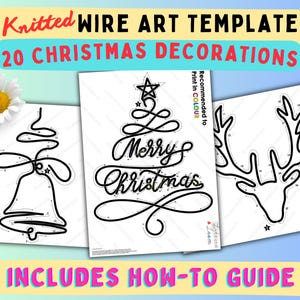 Decorações de Natal de Arte em Arame de Malha Premium 20 x Modelos, Guia de dobra de arame com setas, Download instantâneo PDF para impressão, Tricotin