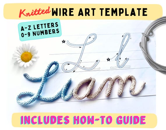 Premium Knitted Wire Art Alphabet Template, Wire bending guide with arrows, Instant Download Printable PDF, Tricotin Wire Art