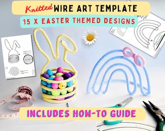Premium Knitted Wire Art EASTER Templates, Wire bending guide with arrows, Instant Download Printable PDF, Tricotin Wire Art