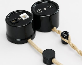 Aufputz Keramik Technische Dose -RJ45RJ11 Internet Telefon oder TV Antenne Anschluss, Aufputz