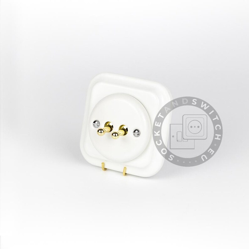 Square Ceramic Switch & Socket System – Build Your Set, Porcelain Modules, Schuko or Type E, EU Ø60, Black or White bild 7