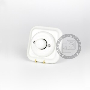 Square Ceramic Switch & Socket System – Build Your Set, Porcelain Modules, Schuko or Type E, EU Ø60, Black or White Rotary Dimmer Switch