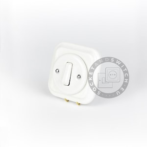 Square Ceramic Switch & Socket System – Build Your Set, Porcelain Modules, Schuko or Type E, EU Ø60, Black or White bild 2
