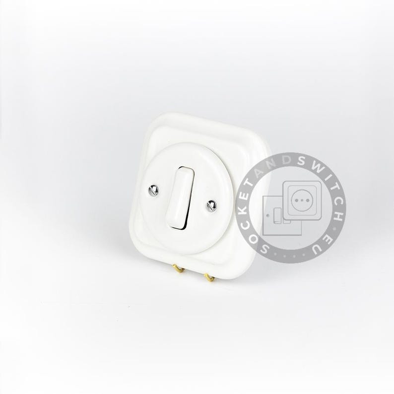 Square Ceramic Switch & Socket System – Build Your Set, Porcelain Modules, Schuko or Type E, EU Ø60, Black or White bild 2
