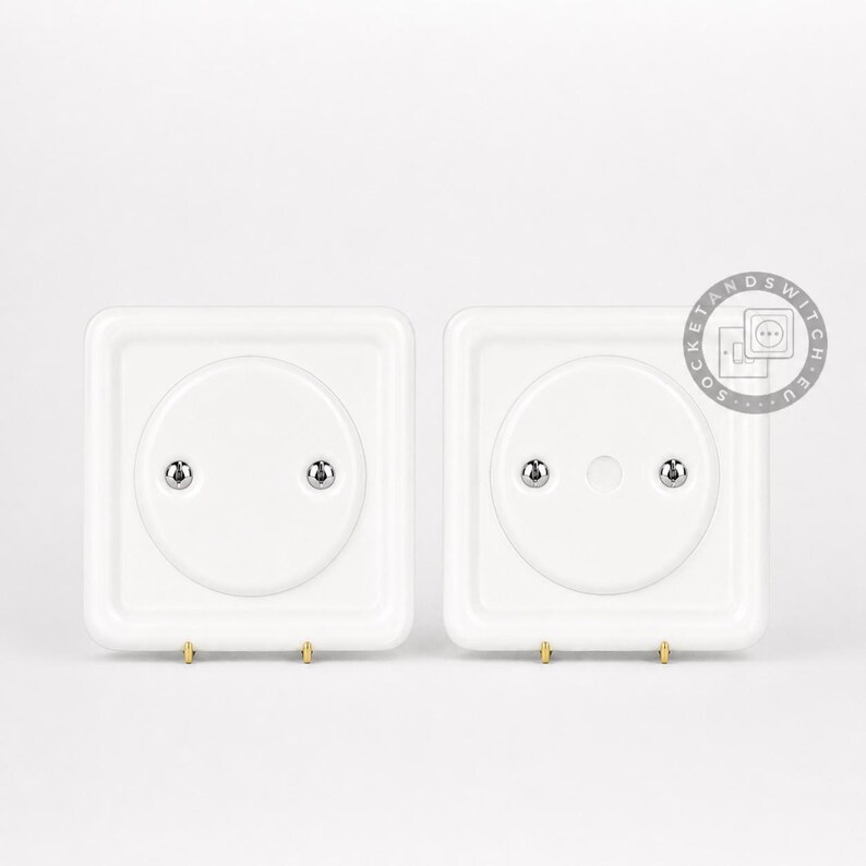 Square Ceramic Switch & Socket System – Build Your Set, Porcelain Modules, Schuko or Type E, EU Ø60, Black or White bild 15