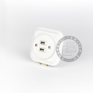 Square Ceramic Switch & Socket System – Build Your Set, Porcelain Modules, Schuko or Type E, EU Ø60, Black or White 2xUSB-A Socket