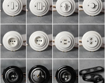 Build Your Own Retro Ceramic Switch and Socket System – Porcelain Frames & Modules, EU Ø60