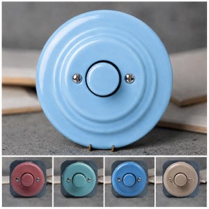 Pastel Ceramic Dimmer Switch – Rotary Porcelain Light Dimmer, EU Ø60, Mint Blue Salmon or Olive