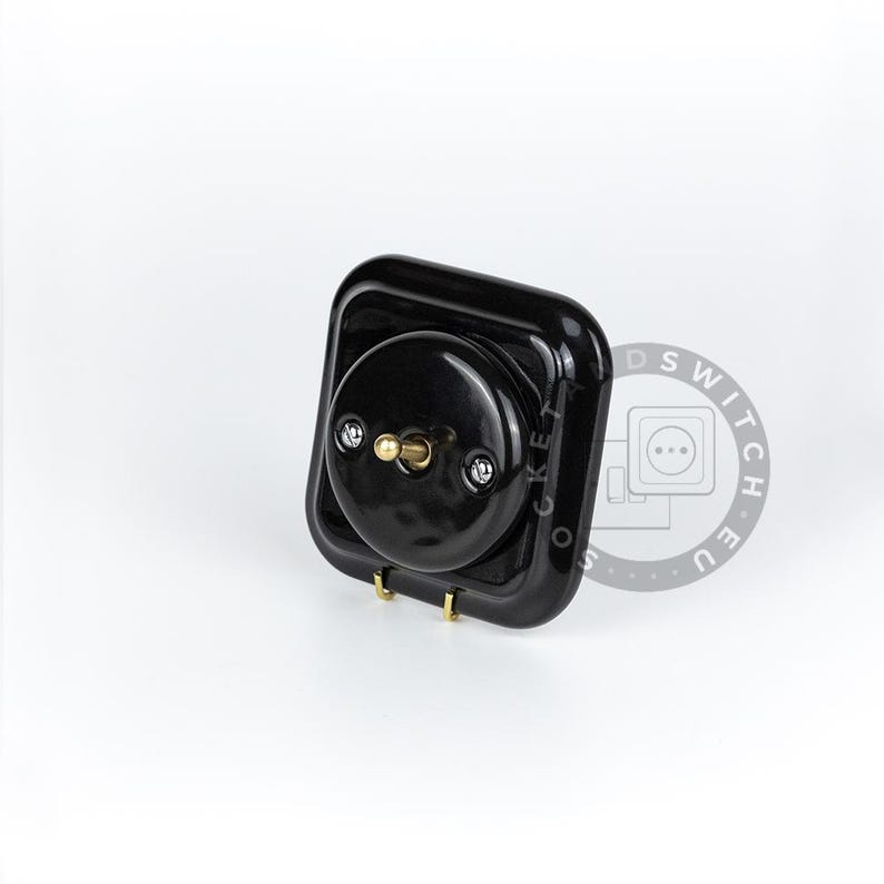 Square Ceramic Switch & Socket System – Build Your Set, Porcelain Modules, Schuko or Type E, EU Ø60, Black or White bild 5