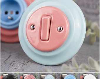 Retro Ceramic Doorbell Button – Porcelain Bell Push, Vintage EU Ø60 Flush Mount