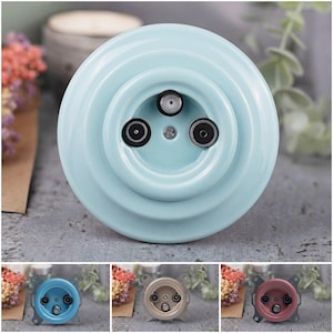 Porcelain TV/Sat Wall Socket – Pastel Ceramic Coax Outlet (TV/Radio/Sat), Ø60 Flush Wall Box, Retro Modern Antenna Plate