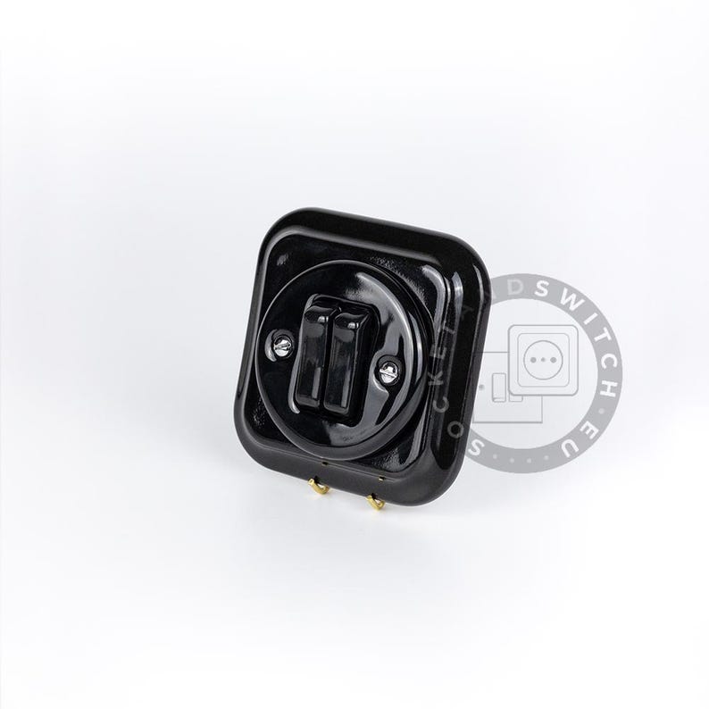 Square Ceramic Switch & Socket System – Build Your Set, Porcelain Modules, Schuko or Type E, EU Ø60, Black or White bild 4