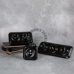 Square Ceramic Switch & Socket System – Build Your Set, Porcelain Modules, Schuko or Type E, EU Ø60, Black or White bild 18