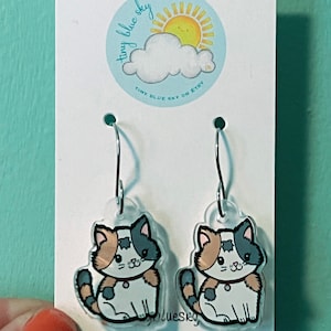 Super cute Calico Cat Earrings, acrylic, gift