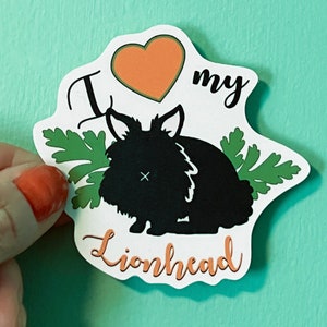 Adesivo de vinil I Heart My Lionhead Rabbit, presente