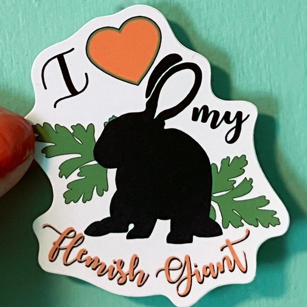 I Heart My Flemish Giant Rabbit Vinyl Sticker, gift