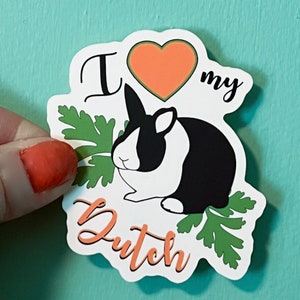 I Heart My Dutch Rabbit Vinyl Sticker, nero, regalo
