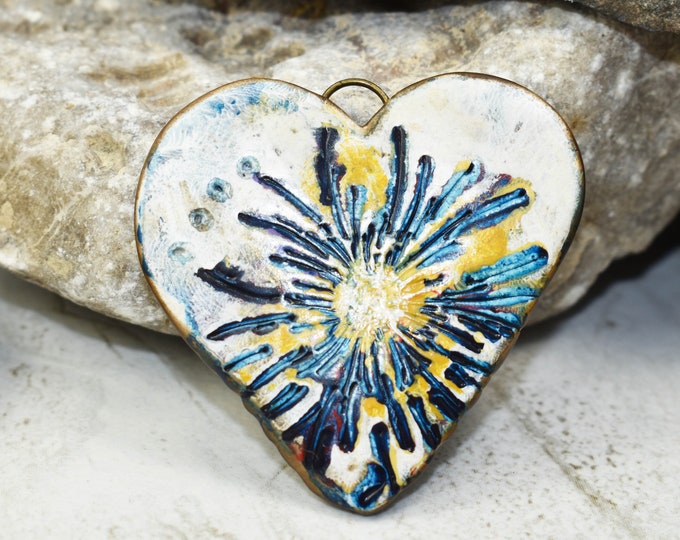 Polymer Clay Heart Pendant Boho Chic Pendant Organic Hippie Etsy