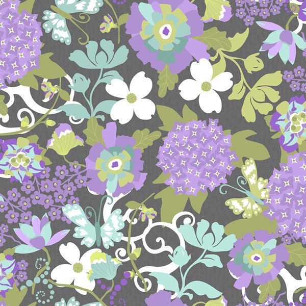 END OF BOLT Sale Bloom, Lead Floral in Gray, Studio E, 33 inches